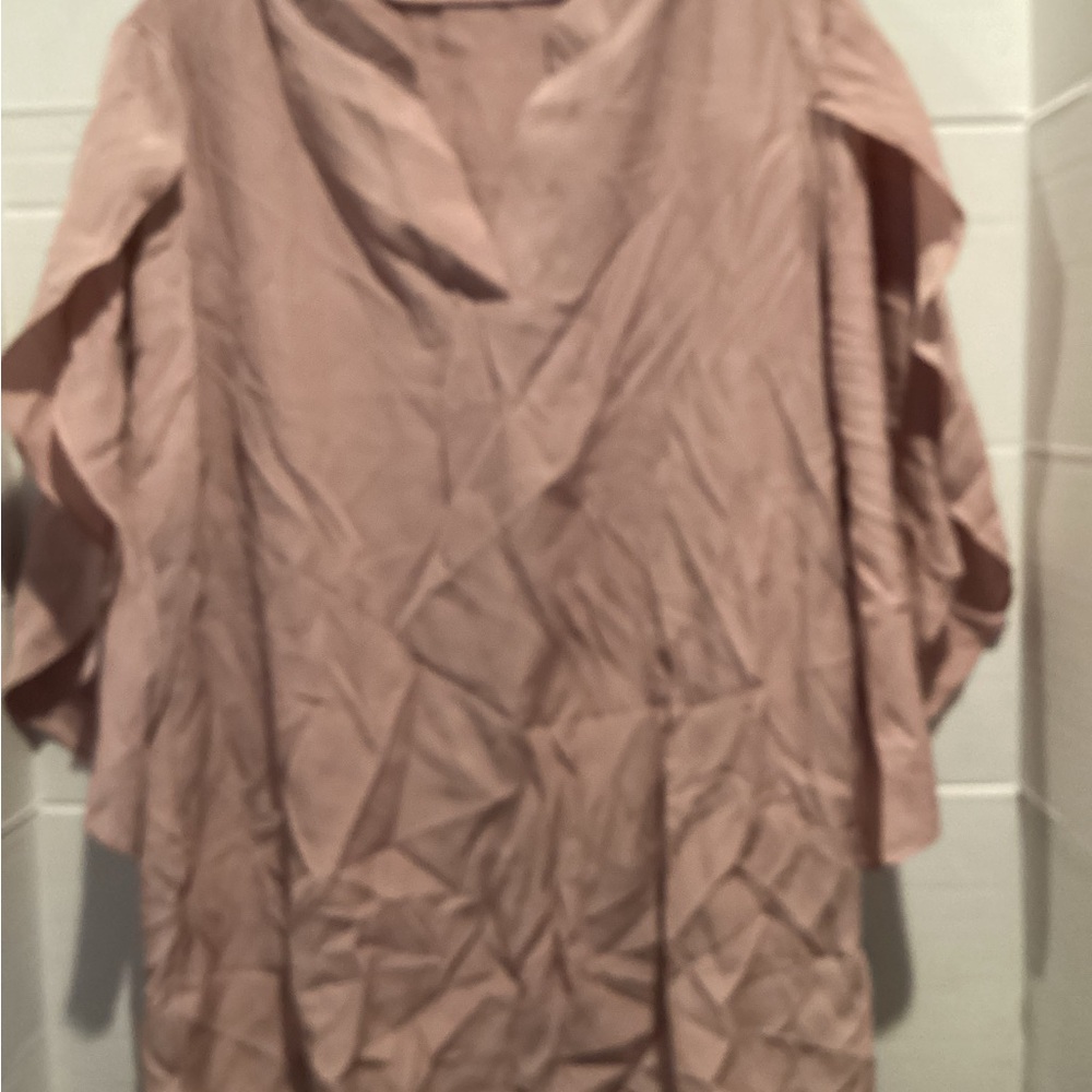 Ladies Pink Blouse with short Ruffled Sleeves size x large